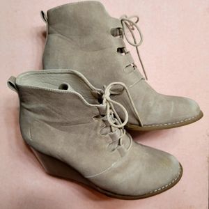 Nautica Wedge Booties, Tan, Size 9